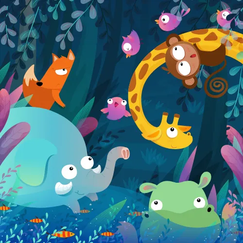 Ilustración que muestra varios animales