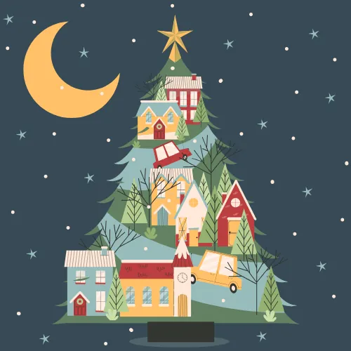 Ilustración que muestra un arbol de navidad